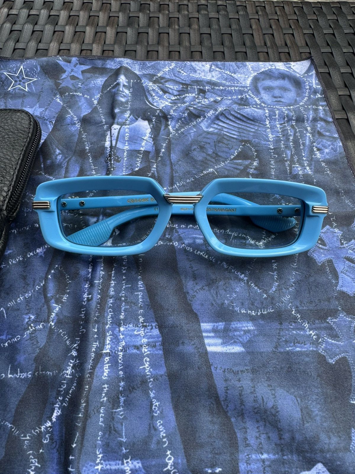 Chrome Hearts Rare Chrome Hearts Asstravagant Sunglasses Baby Blue Gold Size ONE SIZE - 2 Thumbnail