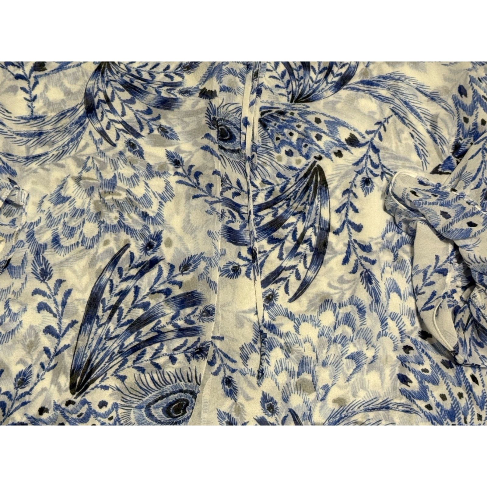 Vintage MISA Shirt Womens Small White Blue Floral Long Sleeve Frances Top V-Neck Pullover Ruffle Blouse Casual Womens Size S / US 4 / IT 40 - 5 Thumbnail