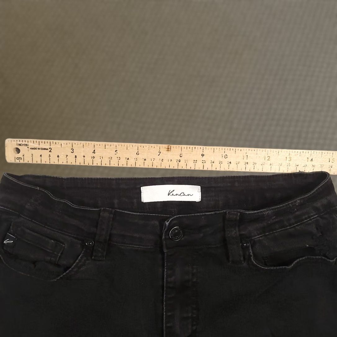 Vintage VINTAGE? No. Kancan Jeans Womens Juniors 11/29 Black Skinny Distressed Fringe Hem Ankle Jeans Size 32" / US 10 / IT 46 - 1 Thumbnail
