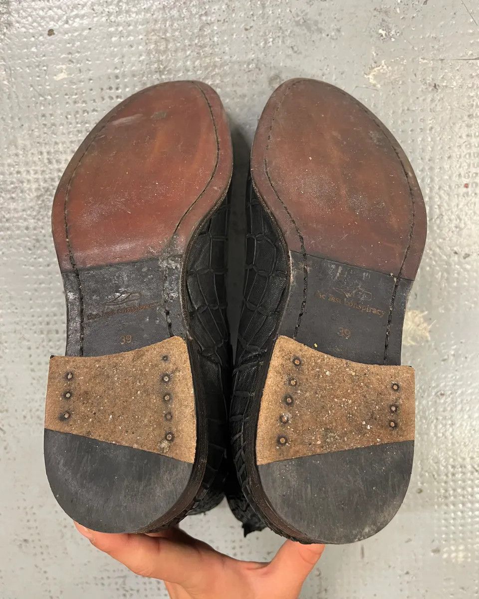 The Last Conspiracy The Last Conspiracy Black Leather Crocodile Embossed Boots Size US 8 / IT 38 - 9 Thumbnail