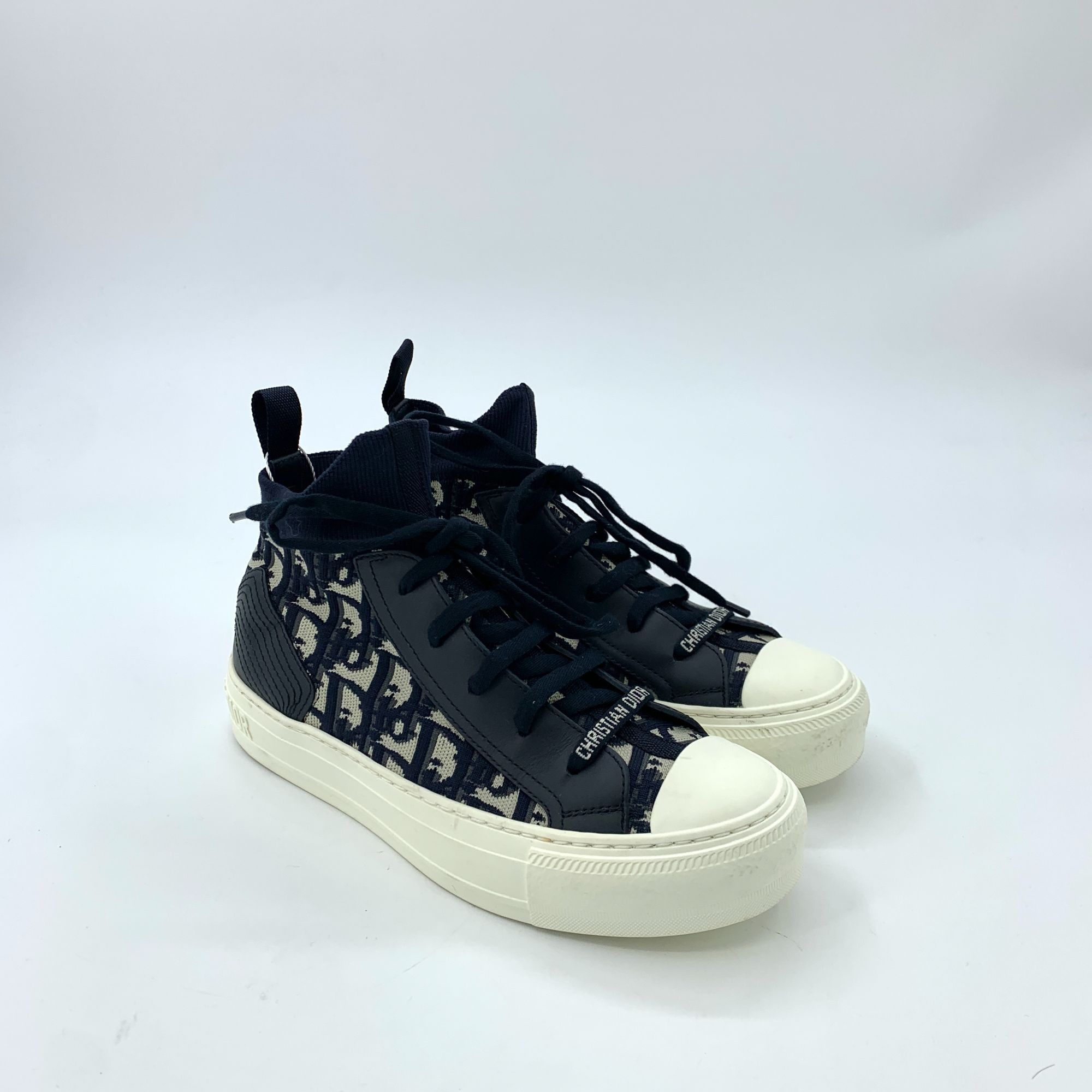 Dior Christian Dior Oblique High-Top Sneakers Navy & White Monogr Size US 5 / IT 35 - 2 Thumbnail