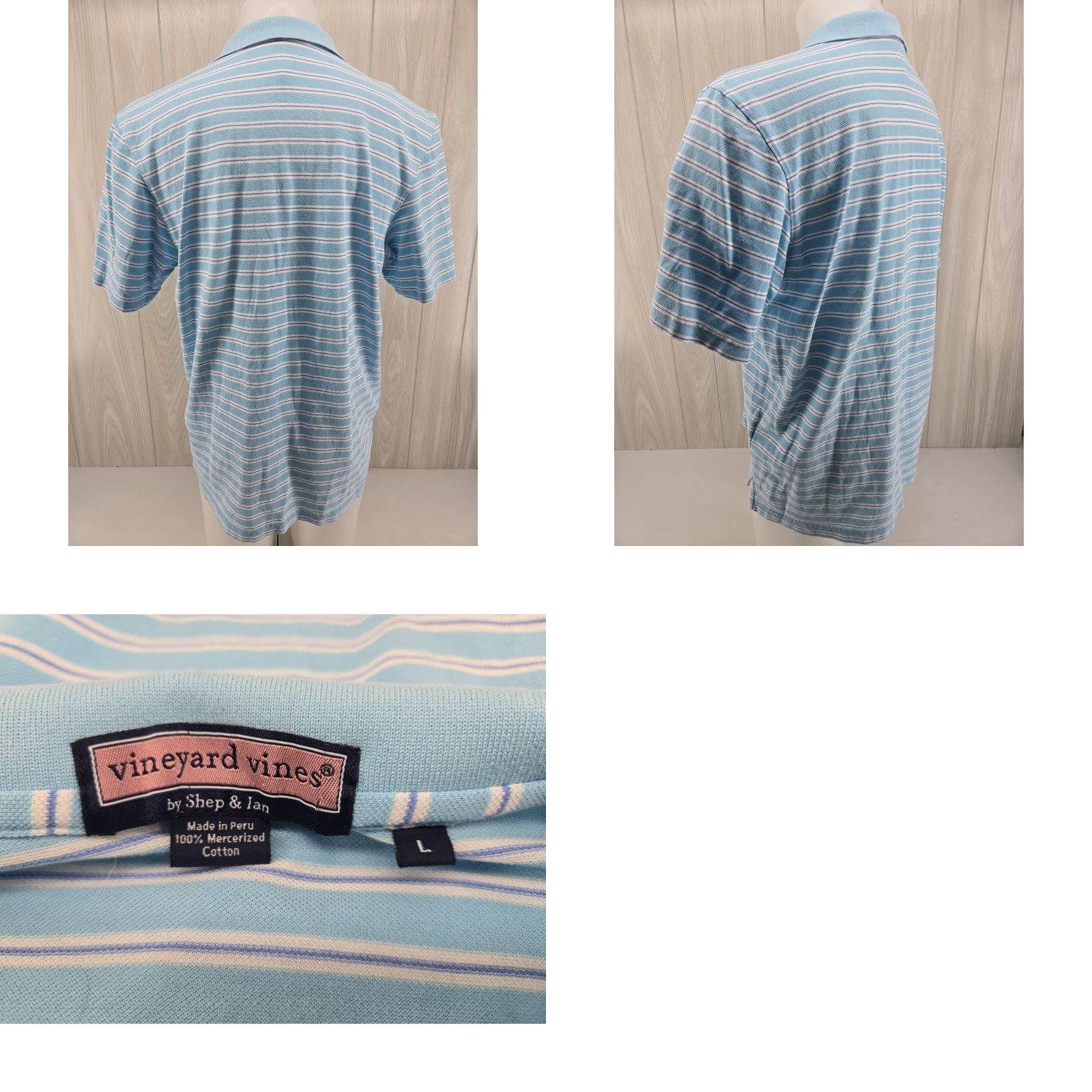Vineyard Vines Vineyard Vines Polo Shirt Mens Size Large Blue White Striped Cotton Size US L / EU 52-54 / 3 - 8 Thumbnail