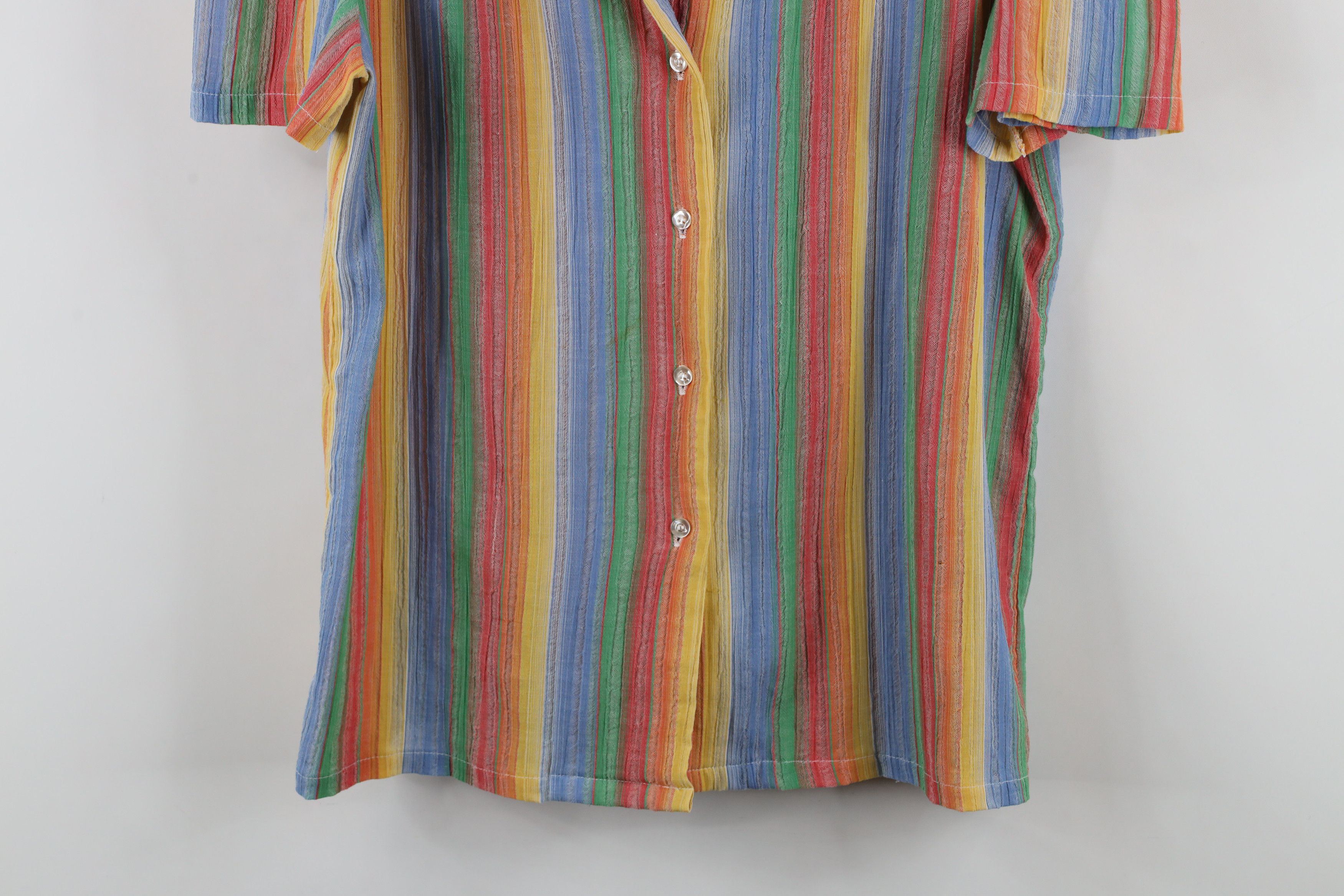 Vintage Vintage 70s Streetwear Knit Short Sleeve Button Shirt Size L / US 10 / IT 46 - 3 Thumbnail