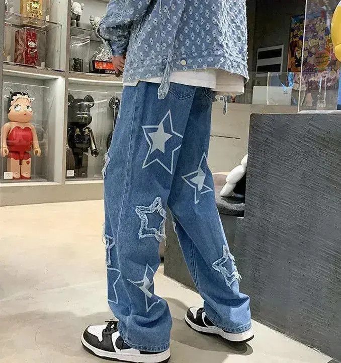 Japanese Brand Star Graphic Baggy Vintage Retro Jeans Pants Size US 32 / EU 48 - 6 Thumbnail