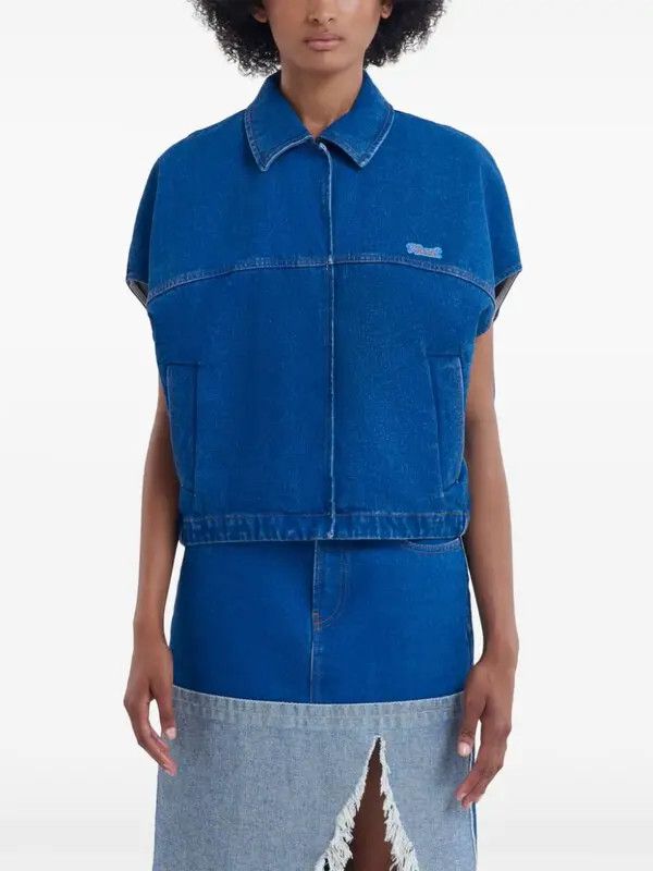 Marni o1w1db11125 Short-Sleeved Denim Jacket in Blue Size S / US 4 / IT 40 - 2 Thumbnail