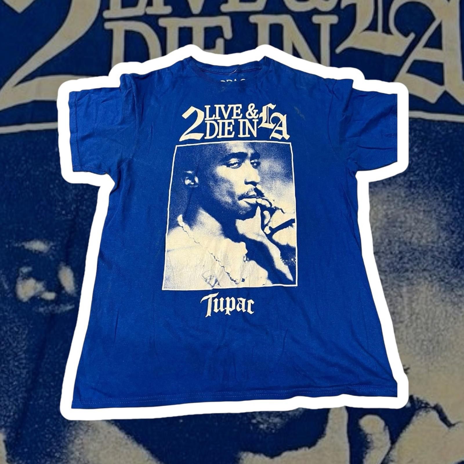Designer 2Pac '2 Live & Die in L.A.' Graphic Tee - Blue Size US M / EU 48-50 / 2 - 1 Thumbnail