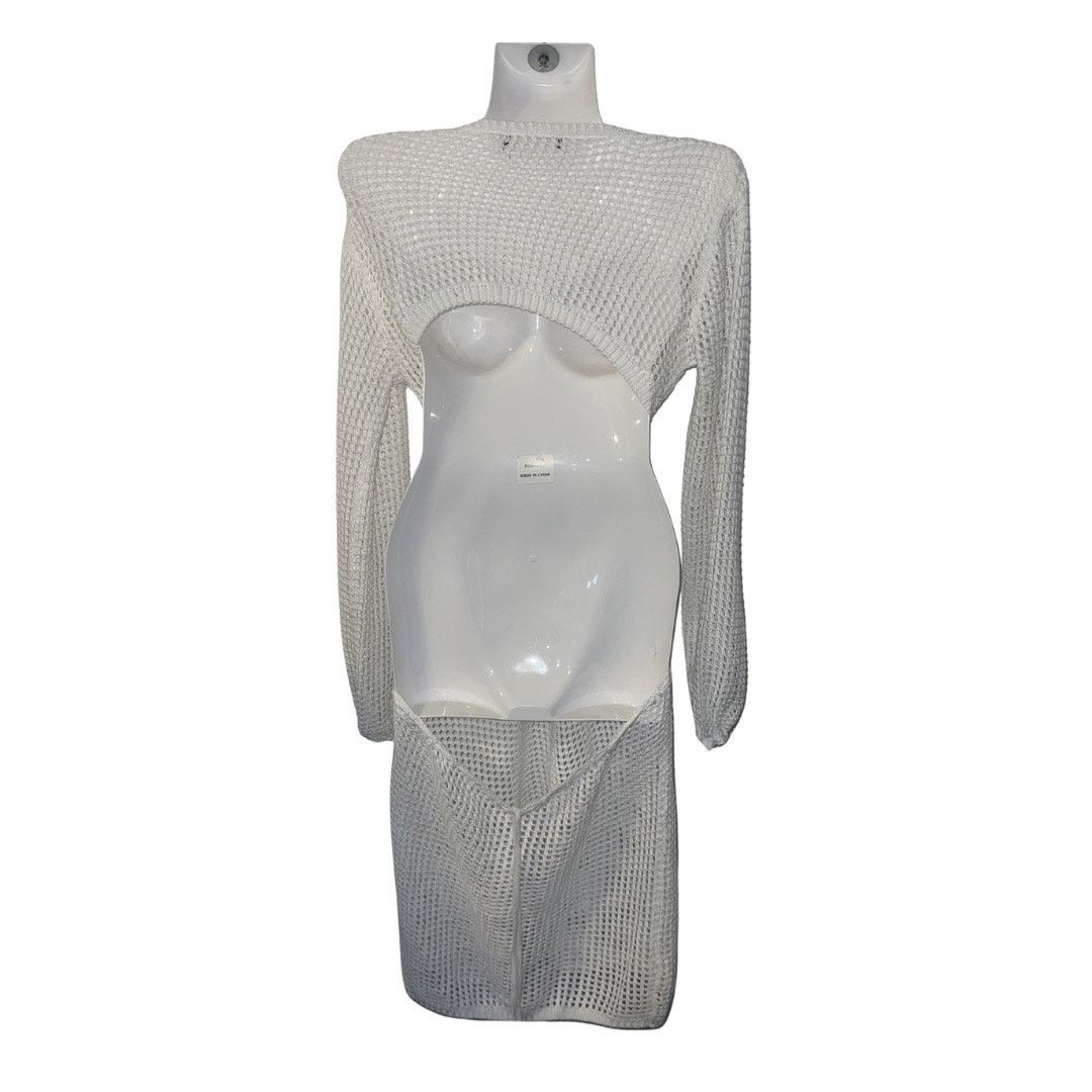 Other Long Sleeve Crochet Knit Cutout Beach Cover Up Dress Beach Size ONE SIZE - 2 Thumbnail