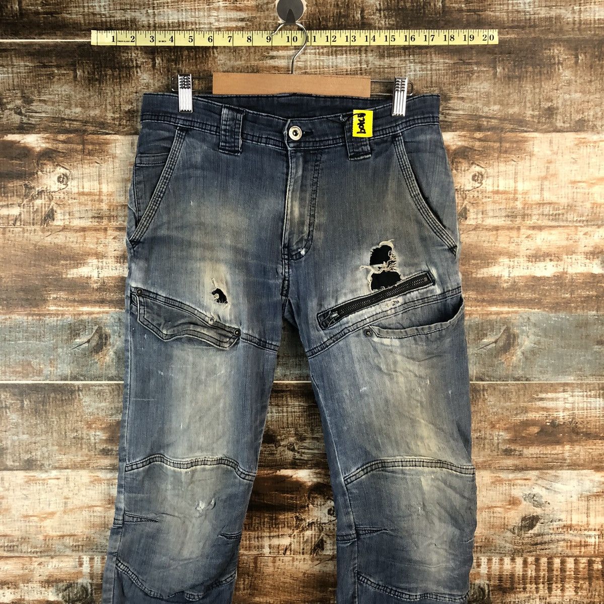 Japanese Brand Field Core Blue Distressed ripped Denim Pants #A2109 Size US 29 - 4 Thumbnail