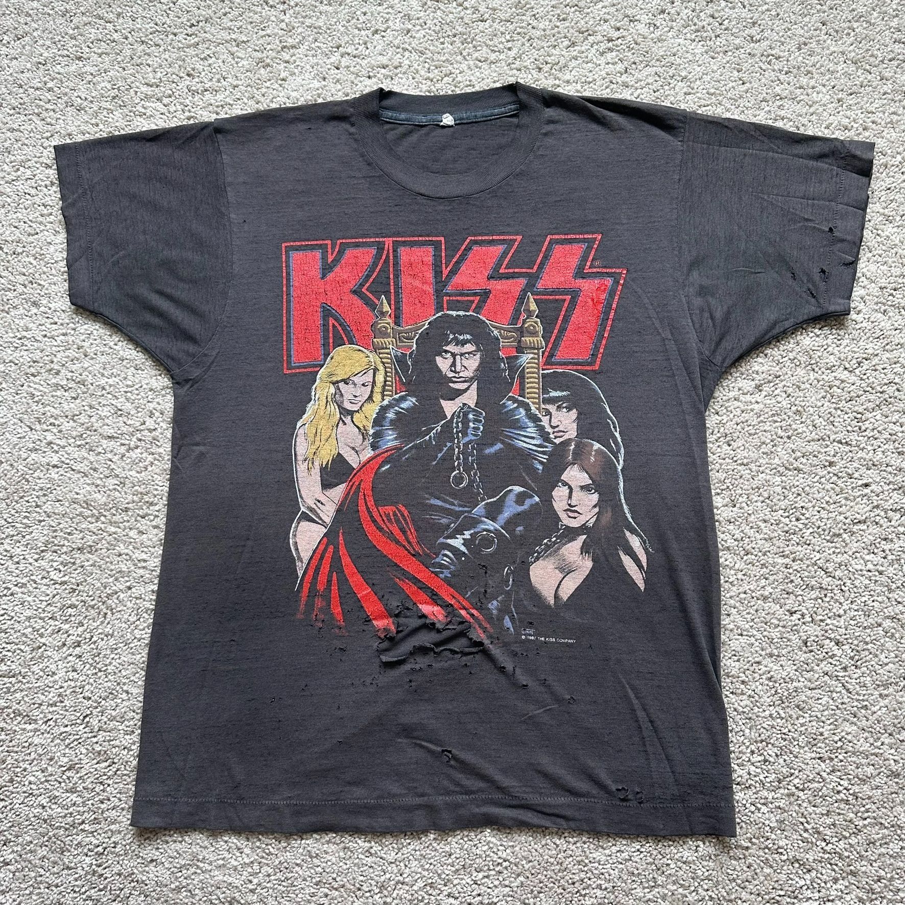 KISS Vintage 80s KISS Dirty Job T-Shirt Gene Simmons Single Stitc Size US L / EU 52-54 / 3 - 1 Thumbnail