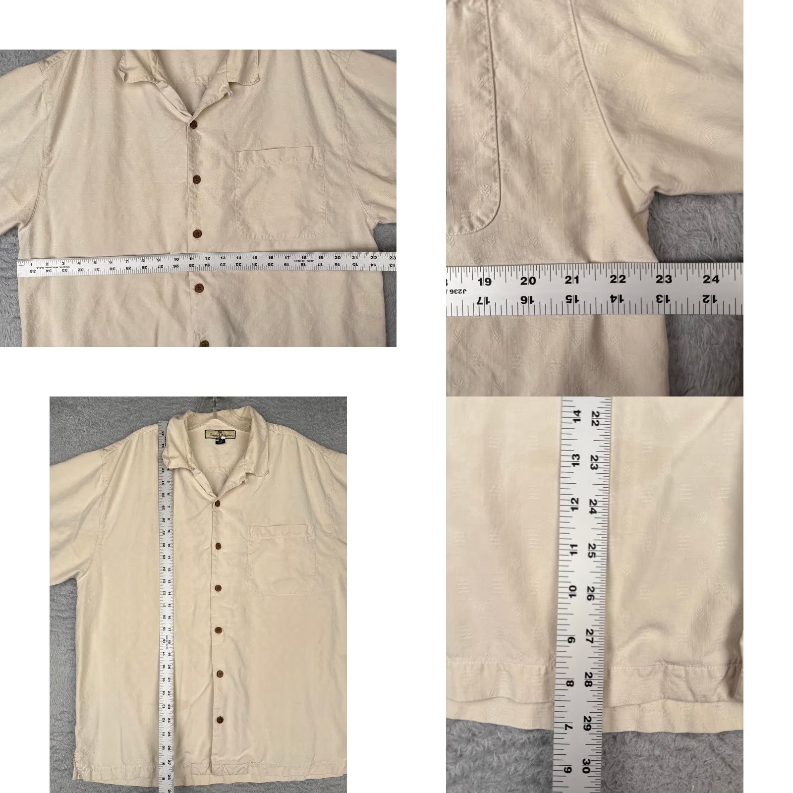 Tommy Bahama Tommy Bahama Shirt Men Large Ivory Silk Button-Up Hawaiian Embroidered Arrows Size US L / EU 52-54 / 3 - 8 Thumbnail