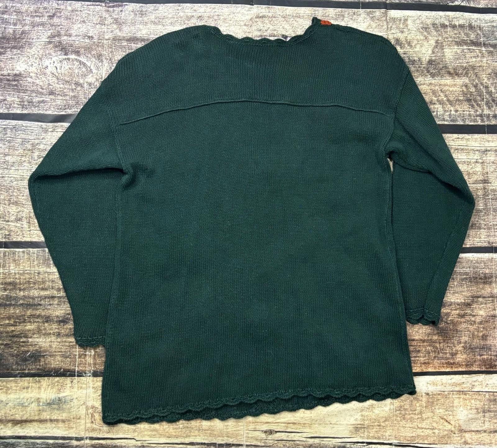The Unbranded Brand VTG Sweater Womens Medium 3D Floral Cable Knit Green Cotton Size M / US 6-8 / IT 42-44 - 3 Thumbnail