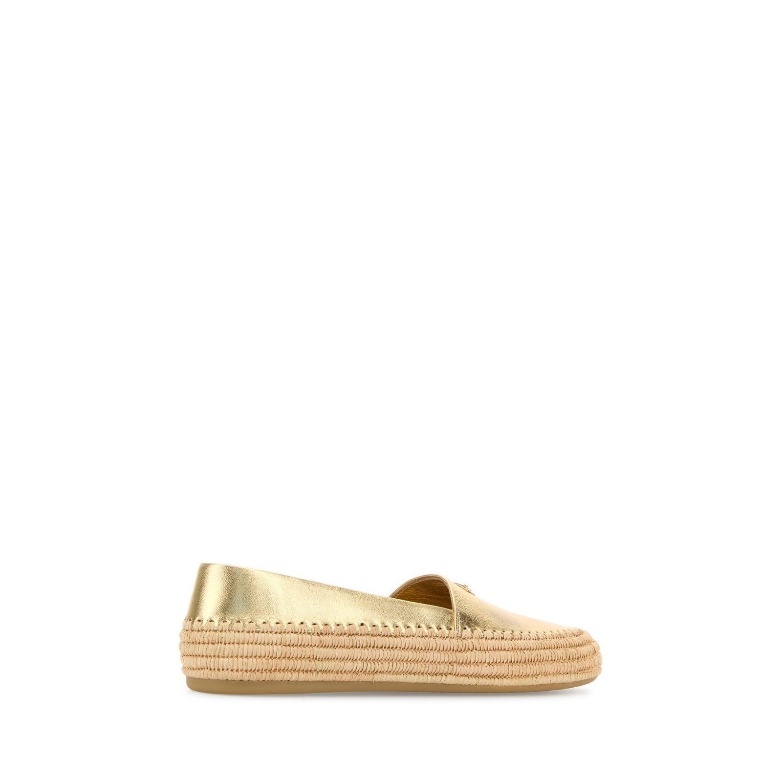 Prada PRADA Triangle Gold Leather Espadrilles Flats New & Authenti Size US 11 / IT 41 - 3 Thumbnail