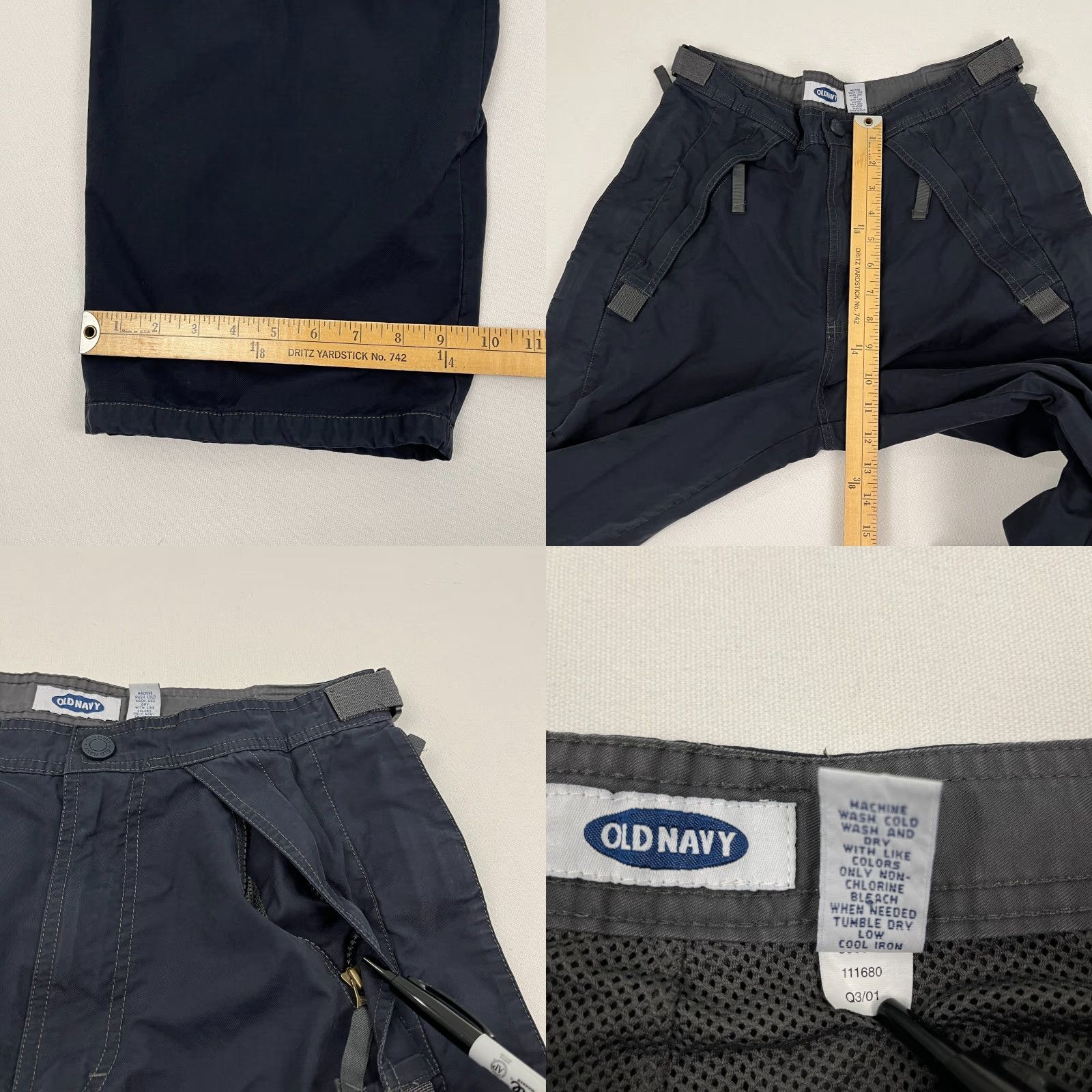 Vintage VINTAGE Old Navy Pants Mens 31 x 30 Dark Blue Gray Wide Skater Grunge Utility Cargo Size US 31 - 8 Thumbnail