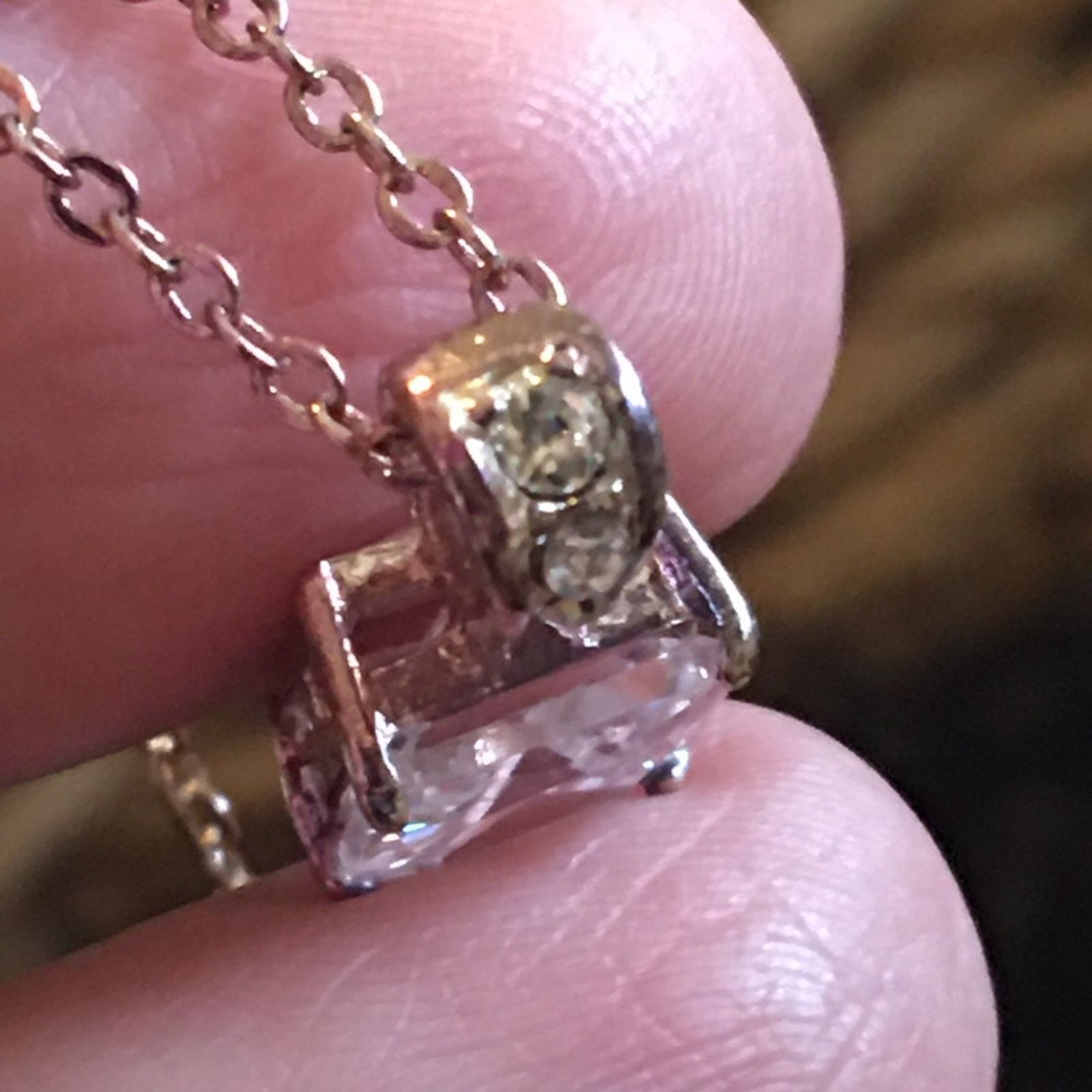 Vintage Vintage square cut cubic zirconia pendant on chain Size ONE SIZE - 7 Thumbnail