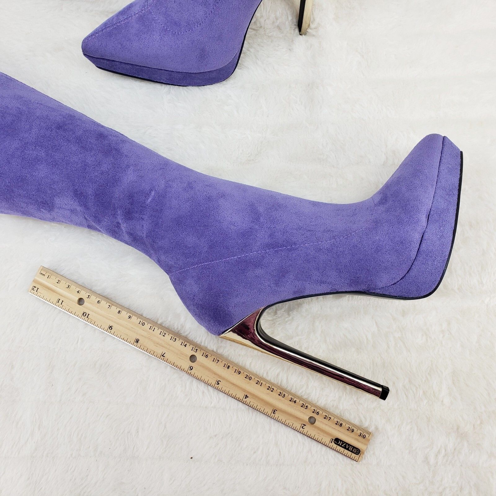 Other Girlz Revenge Faux Stretch Purple Suede High Heel Platform T Size US 8.5 / IT 38.5 - 2 Thumbnail