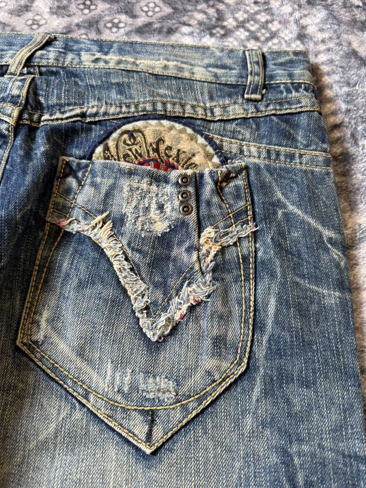 If Six Was Nine Red Peper Japan Faded Wrinkle Wash Flared Wide Leg Jeans Size US 36 / EU 52 - 20 Thumbnail