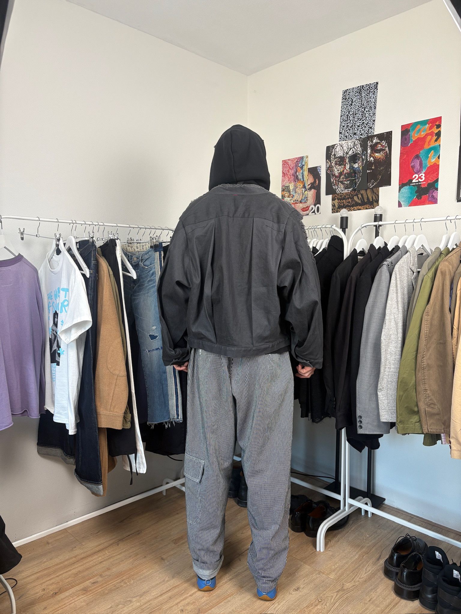 Japanese Brand Shinya Kozuka Oversized Distressed Jacket Charcoal Grey Size US M / EU 48-50 / 2 - 4 Thumbnail