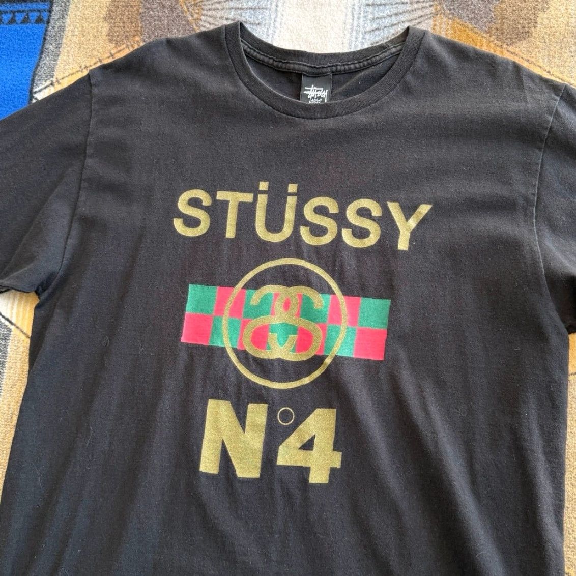 Vintage VINTAGE Stussy T-Shirt Men L Black Gold N4 S Link Streetwear Skater Y2K Mens Short Sleeve Regular Pattern Solid Vintage Size US L / EU 52-54 / 3 - 4 Thumbnail