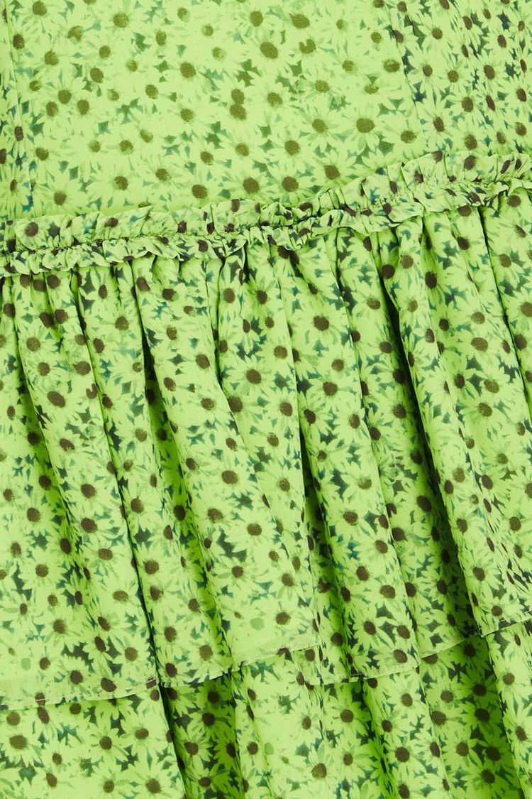 Ganni GANNI Tiered floral-print voile mini dress Green MSRP $275 Size S / US 4 / IT 40 - 4 Thumbnail
