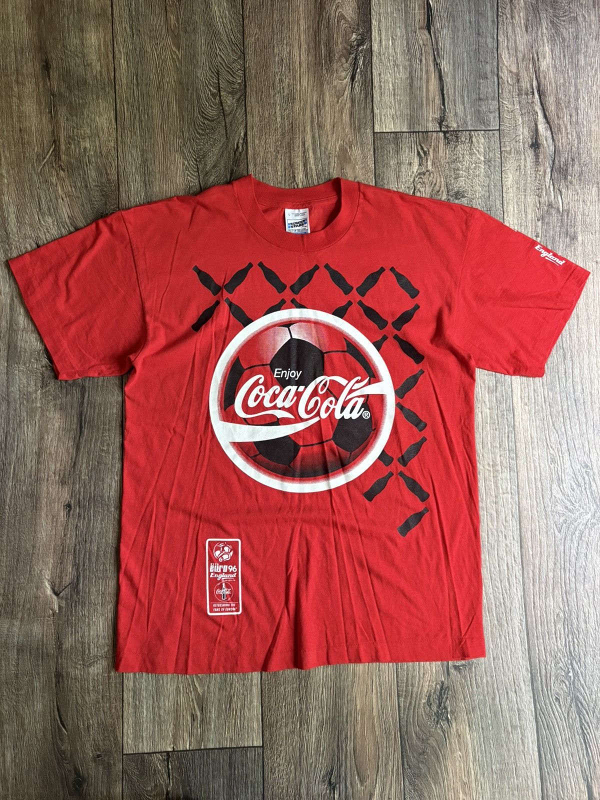 Coca Cola Vintage Coca Cola Promo Euro 1996 Football Single Stitch Tee Size US L / EU 52-54 / 3 - 1 Thumbnail