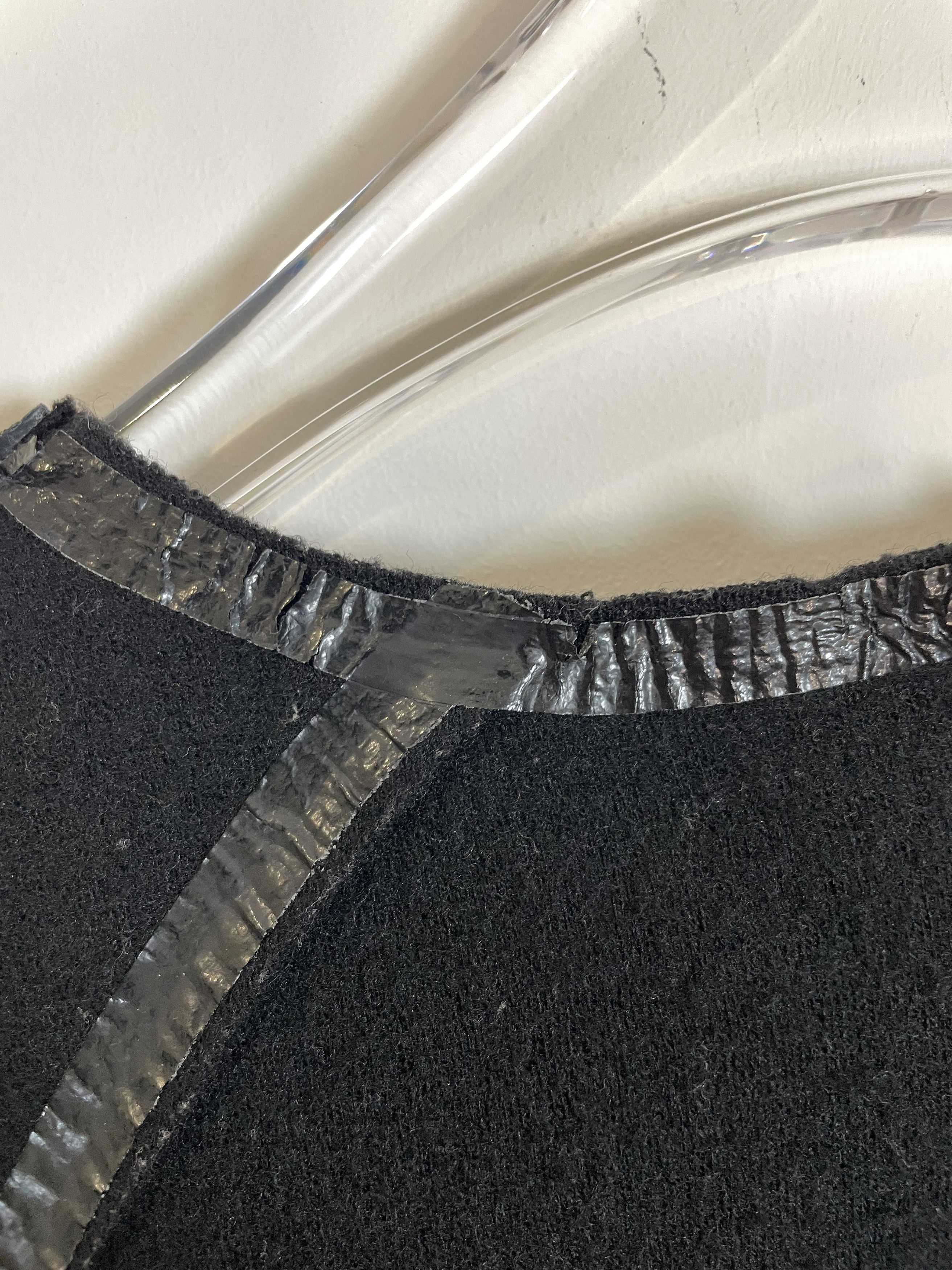 Prada Black Wool Vinyl Trim Detail Dress | Size IT 40 UK 8 Small Size XS / US 0-2 / IT 36-38 - 10 Thumbnail