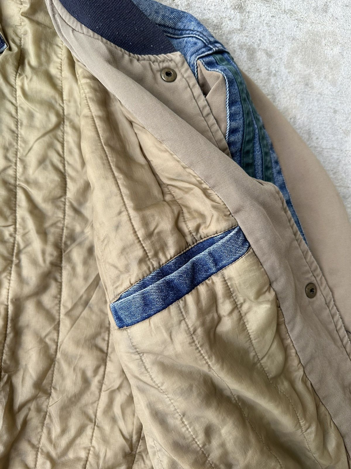 Vintage Distressed Denim Bomber Varsity Jacket Size US XL / EU 56 / 4 - 11 Thumbnail