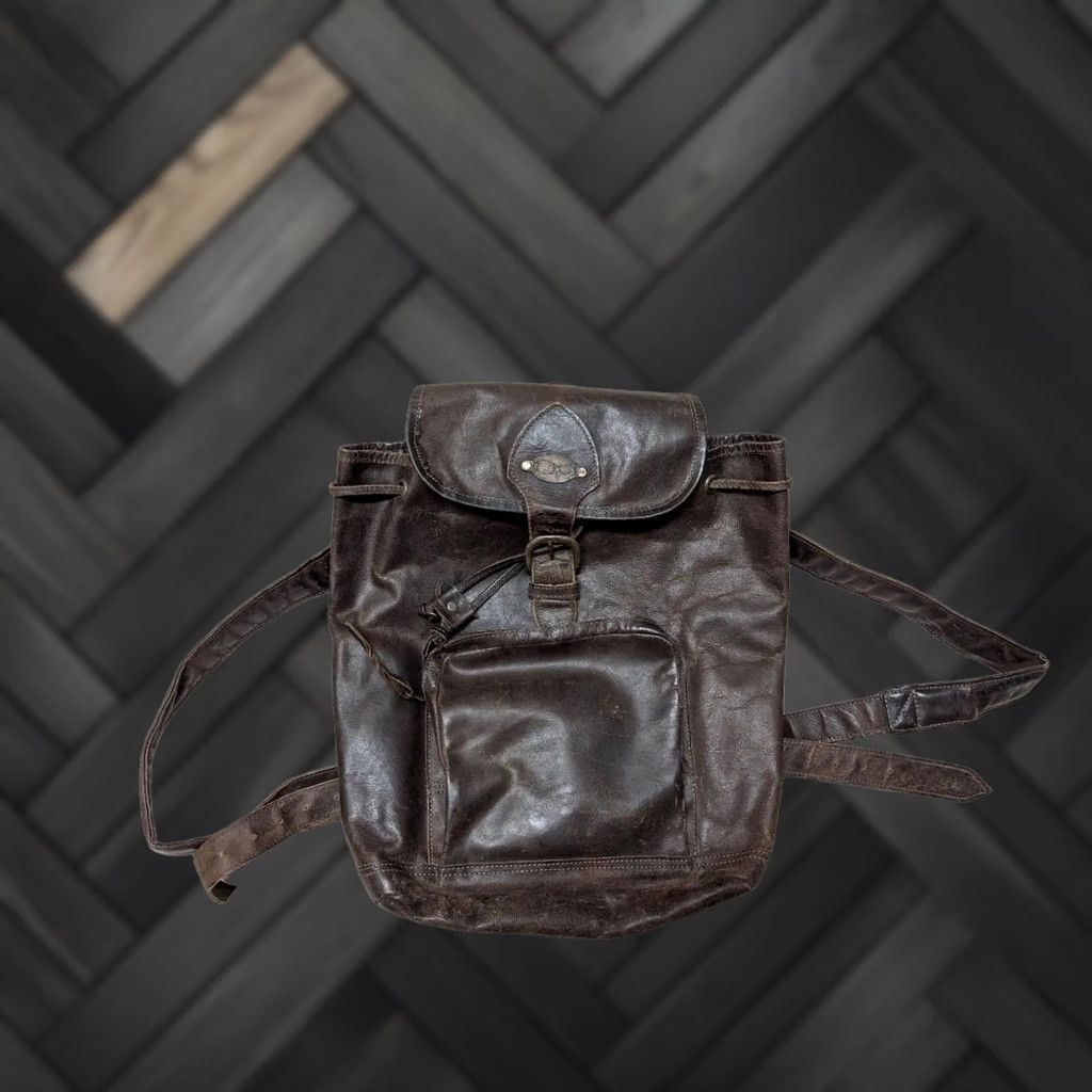 Ocean Pacific VINTAGE Ocean Pacific backpack OP brown leather cowhide bag 1990s medium unisex adults Size ONE SIZE - 1 Thumbnail