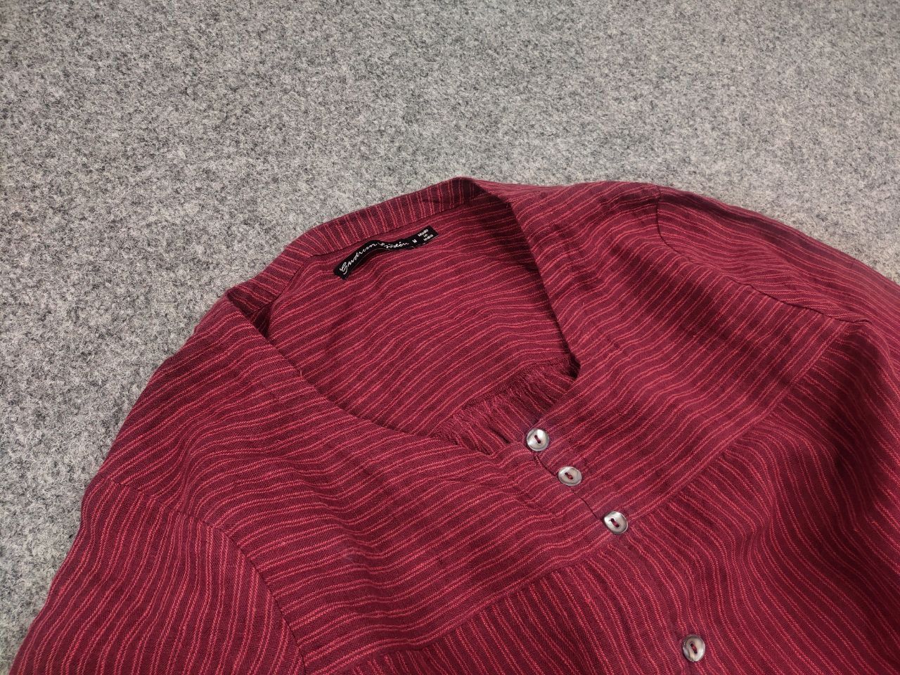 Gudrun Sjoden Gudrun Sjöden Linen Red Striped Button Long Sleeve Tunic Top Size M / US 6-8 / IT 42-44 - 4 Thumbnail