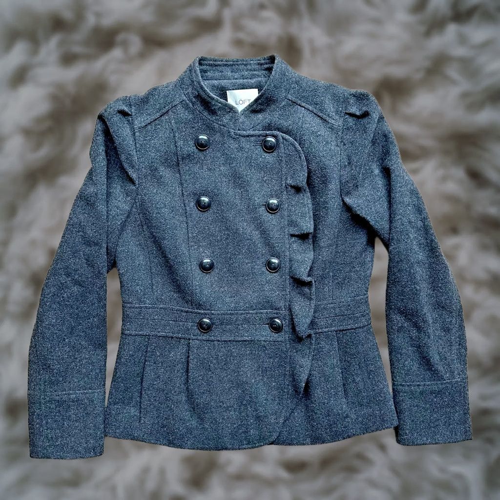 Ann Taylor Ann Taylor Loft Coat Womens 8 Wool Blend Long Sleeve Double Breast Dark Grey Buttons Size M / US 6-8 / IT 42-44 - 1 Thumbnail