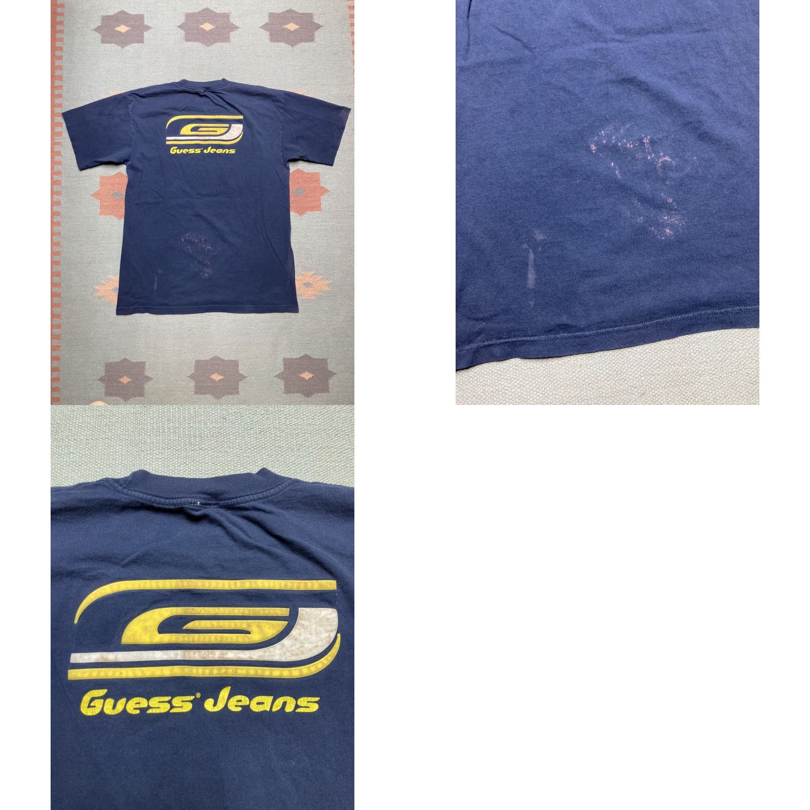 Guess VINTAGE 90s Y2K GUESS JEANS T SHIRT Faded NAVY BLUE FELT GRAPHIC ADULT LARGE Men T-Shirt Blue 90s GUESS Size US L / EU 52-54 / 3 - 8 Thumbnail