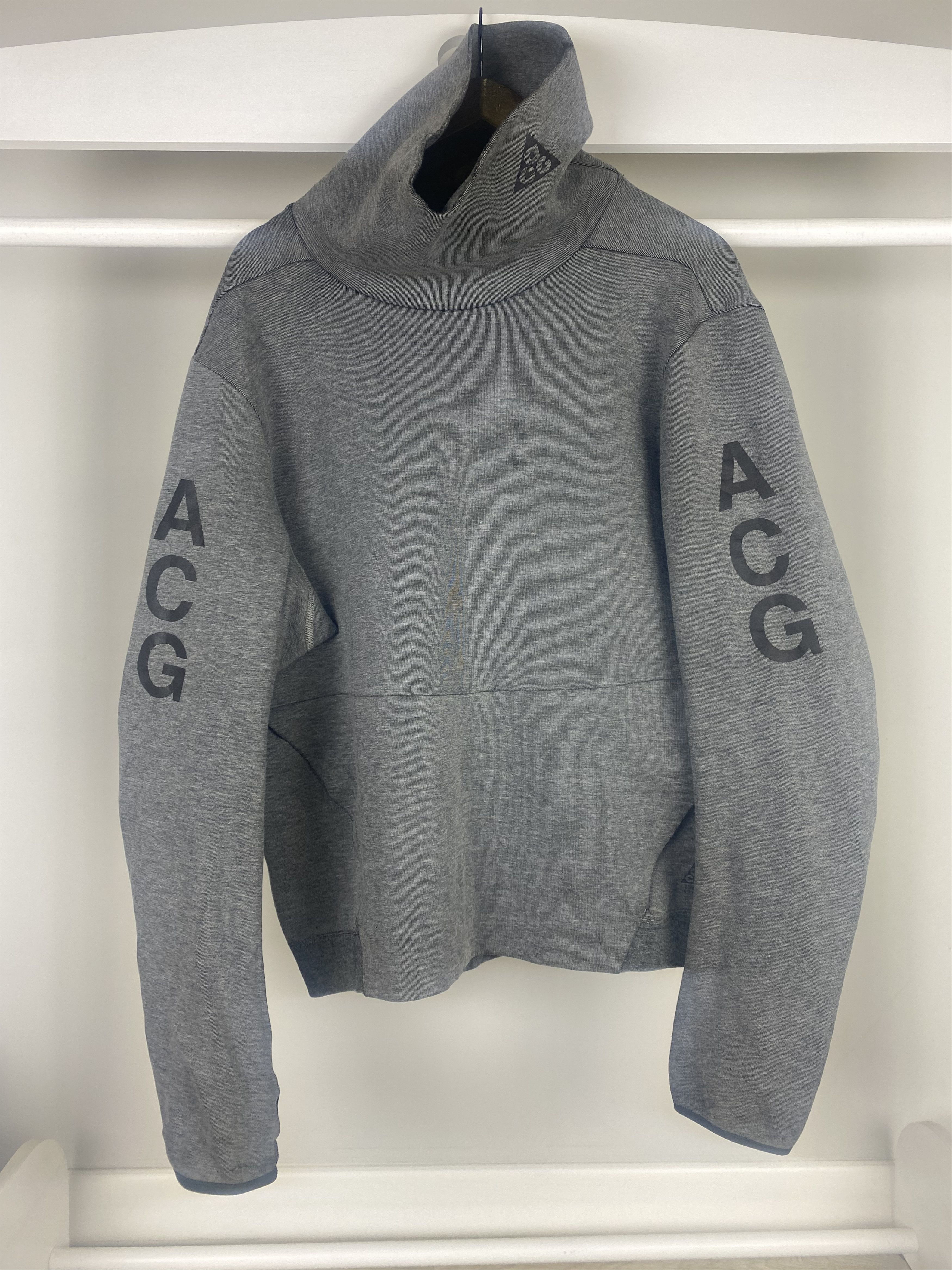 Image of Acronym x Errolson Hugh Nikelab Acg Tech Fleece Funnel Neck Sweater in Grey, Men's (Size XL)