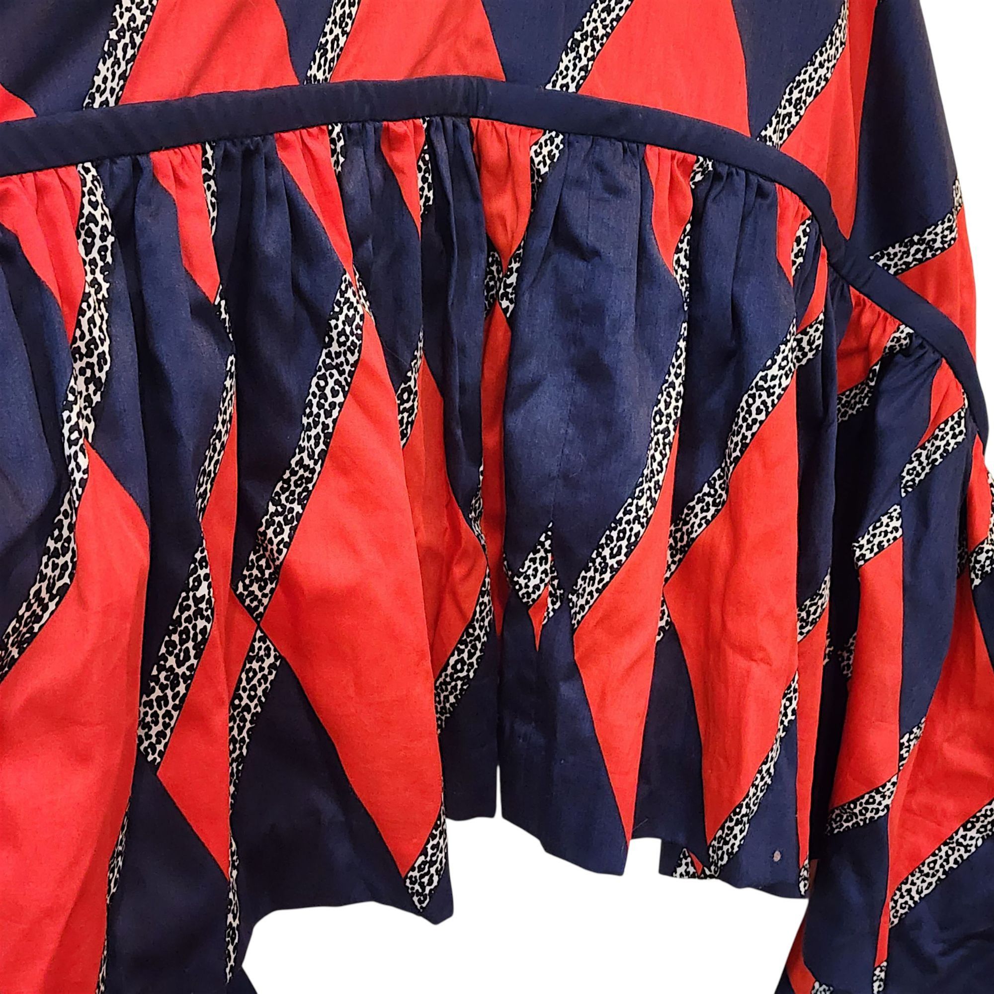 Other Vintage Mignon Dress 70s 80s Festive Party Retro Red Blue Vt Size S / US 4 / IT 40 - 8 Thumbnail