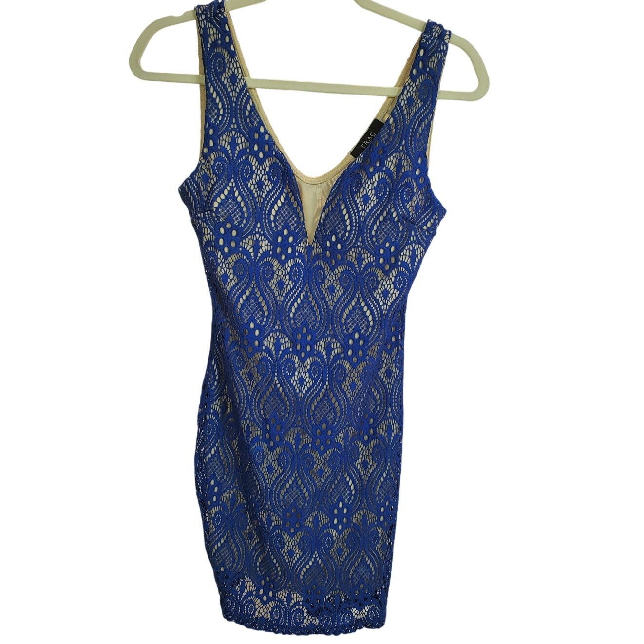 Other TRAC USA Blue Lace Sleeveless Nude Lined Dress Medium Size M / US 6-8 / IT 42-44 - 1 Thumbnail