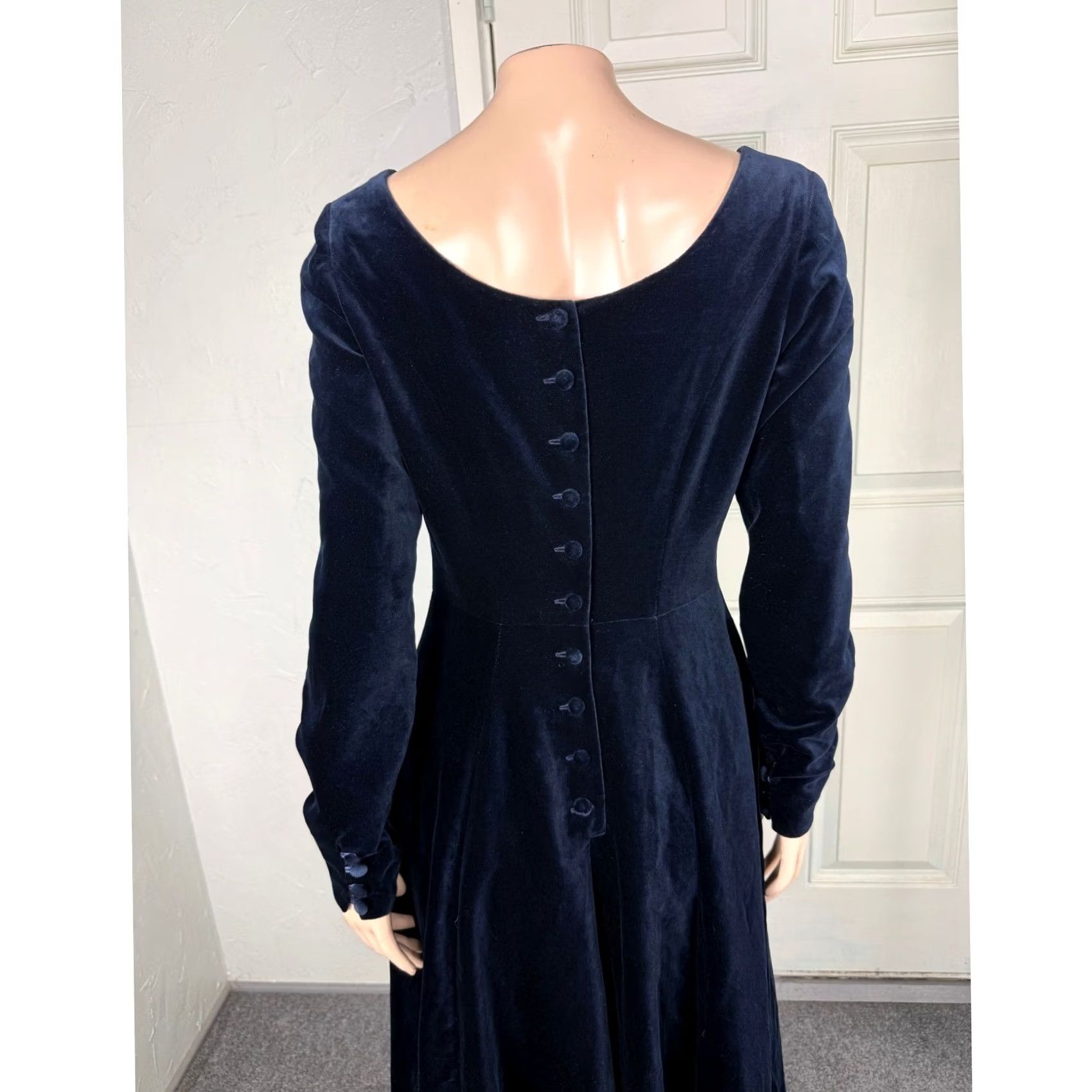 laura ashley navy blue dress VINTAGE Women\'s Velvet Button Long Sleeve UK 12 US 8 Mercer41 3-piece Bedroom Set, Color:Military Green WOMENSWEAR Polo dress