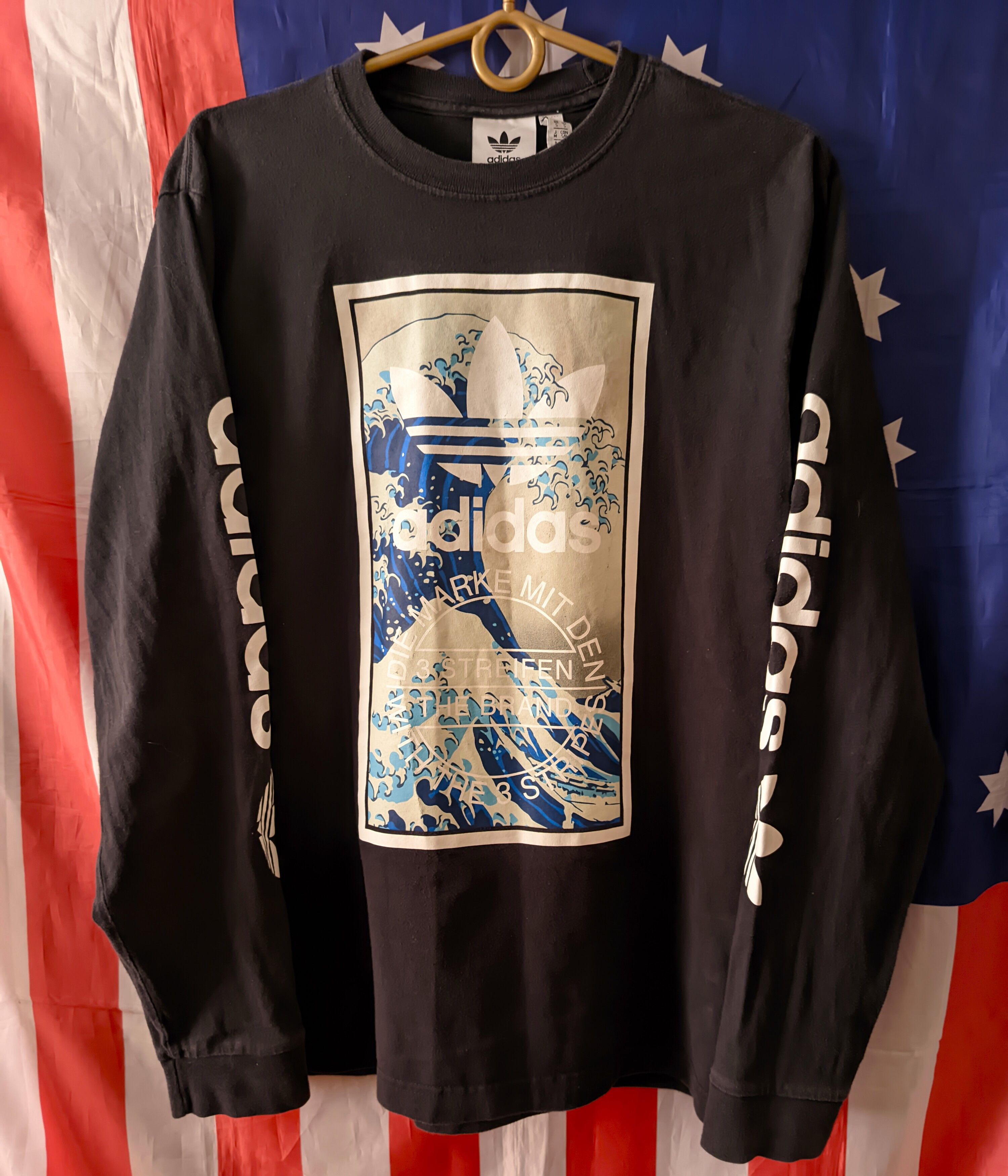 Adidas Men's Adidas T-Shirt Long Sleeve 3 Stripe Small Black Size US S / EU 44-46 / 1 - 2 Thumbnail