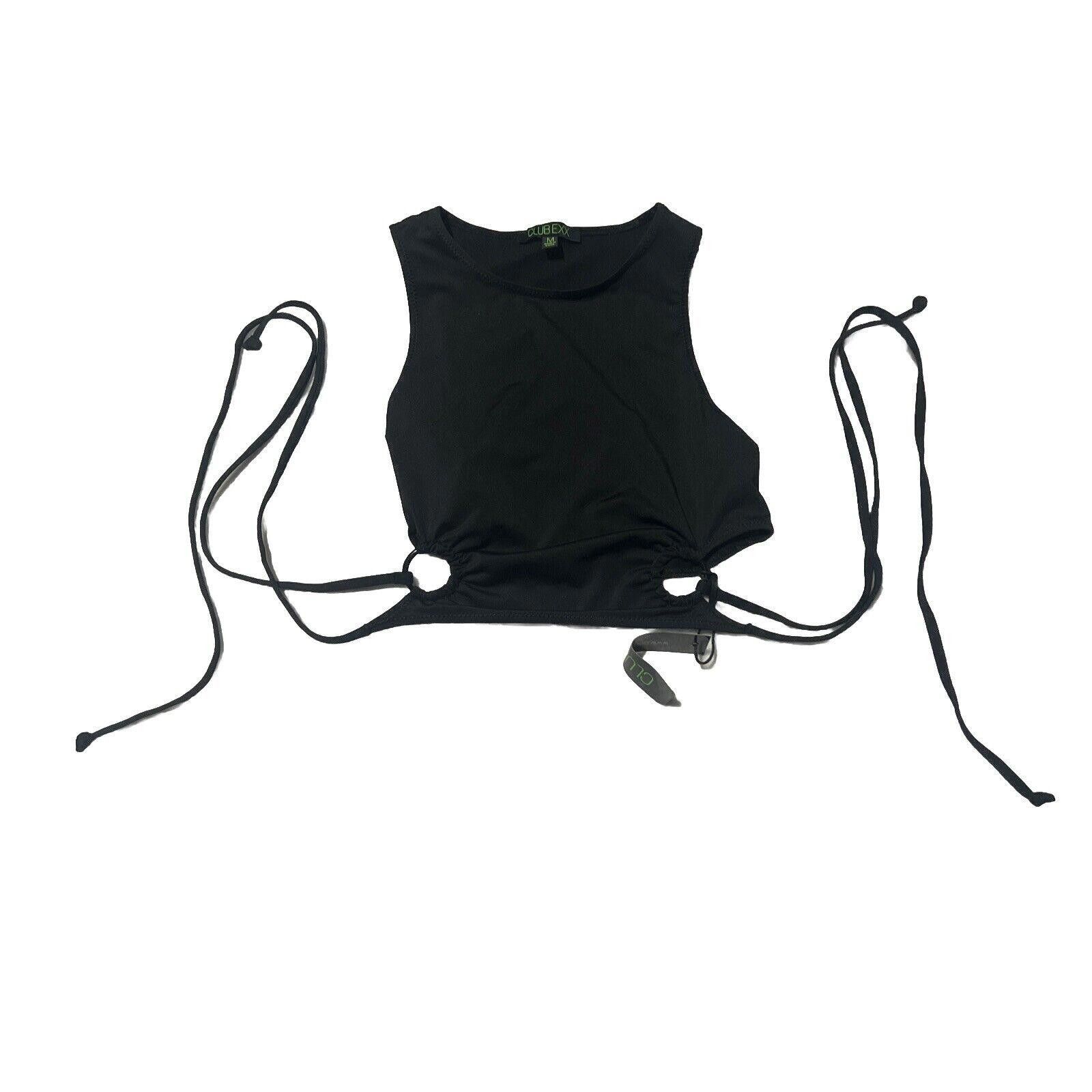 Designer Club Exx Dolls Kill Women's O Ring Wrap Tie Crop Tank Black Size M / US 6-8 / IT 42-44 - 1 Thumbnail