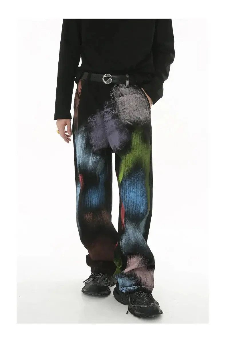 Fashion Graffiti Dyed Colored Baggy Jean