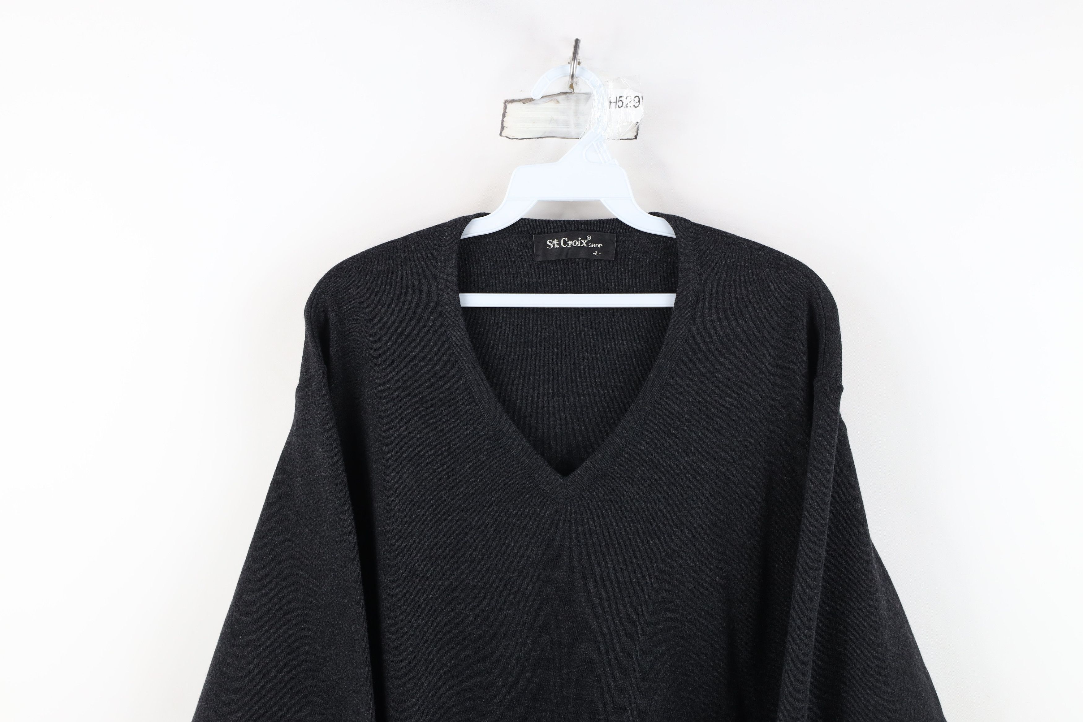 St. Croix Vintage 90s St Croix Wool V-Neck Sweater Charcoal Gray USA Size US L / EU 52-54 / 3 - 2 Thumbnail