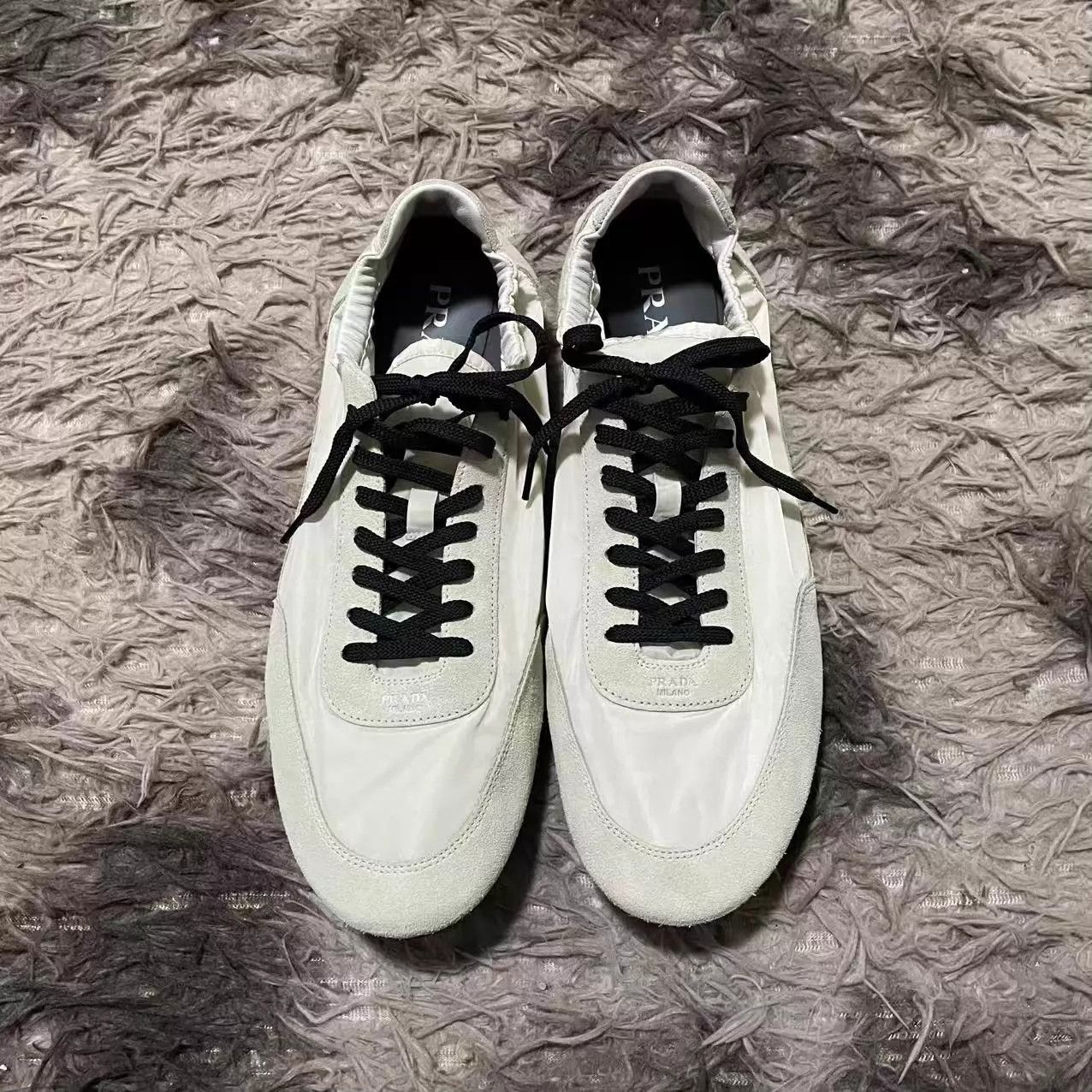 Prada Prada Collapse Suede Logo Print Low-Top Laced White 45EU Size US 12 / EU 45 - 2 Thumbnail