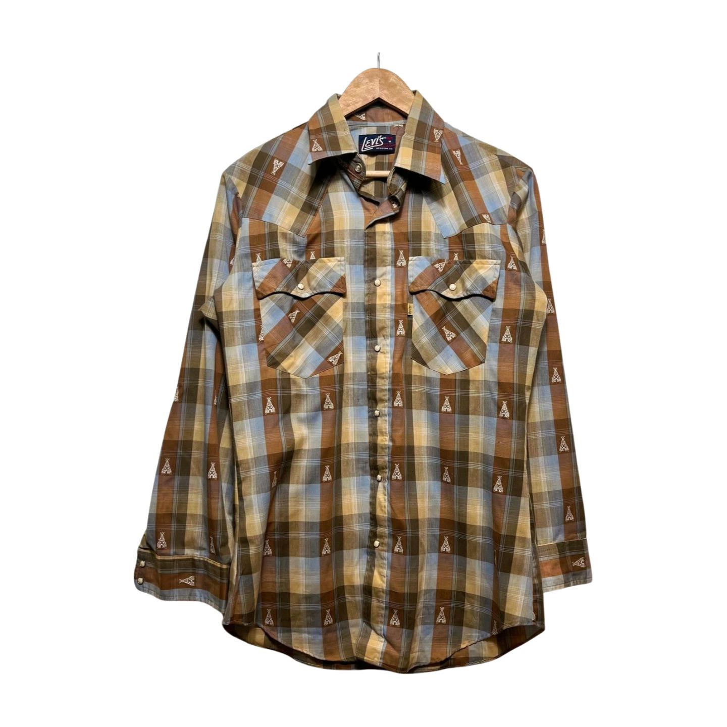 Levi's × Vintage Vintage 70s Levi's Pearl Snap Western Shirt Size L Size US L / EU 52-54 / 3 - 2 Thumbnail