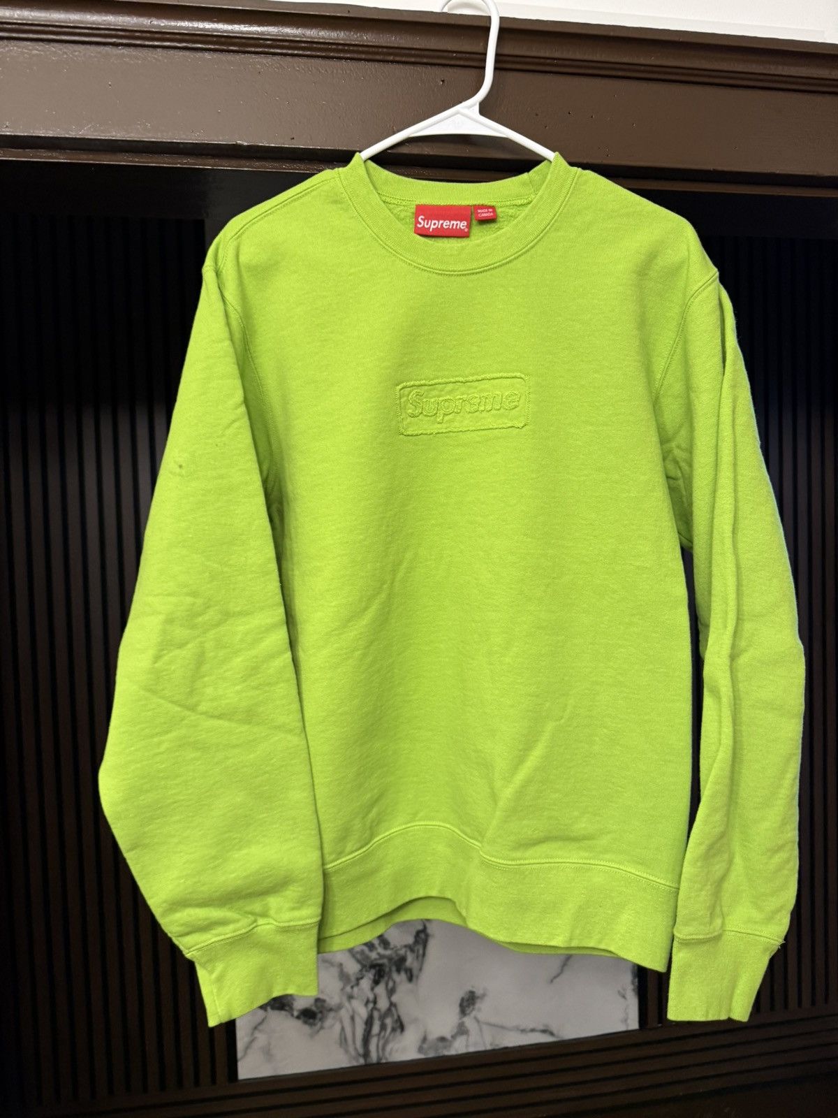 Supreme SUPREME CUTOUT BOX LOGO CREWNECK SWEATSHIRT LIME SS20 Medium Size US M / EU 48-50 / 2 - 1 Thumbnail