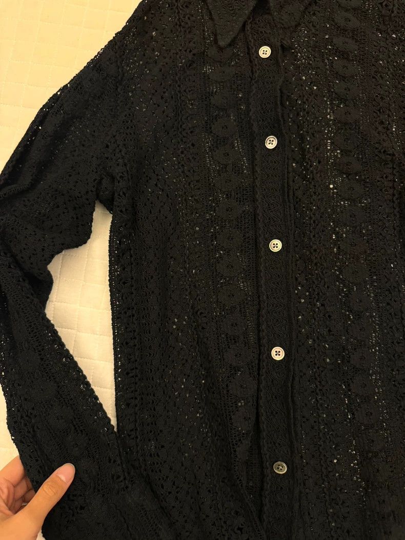 Our Legacy Our Legacy Black lace shirt with openwork Size US S / EU 44-46 / 1 - 3 Thumbnail