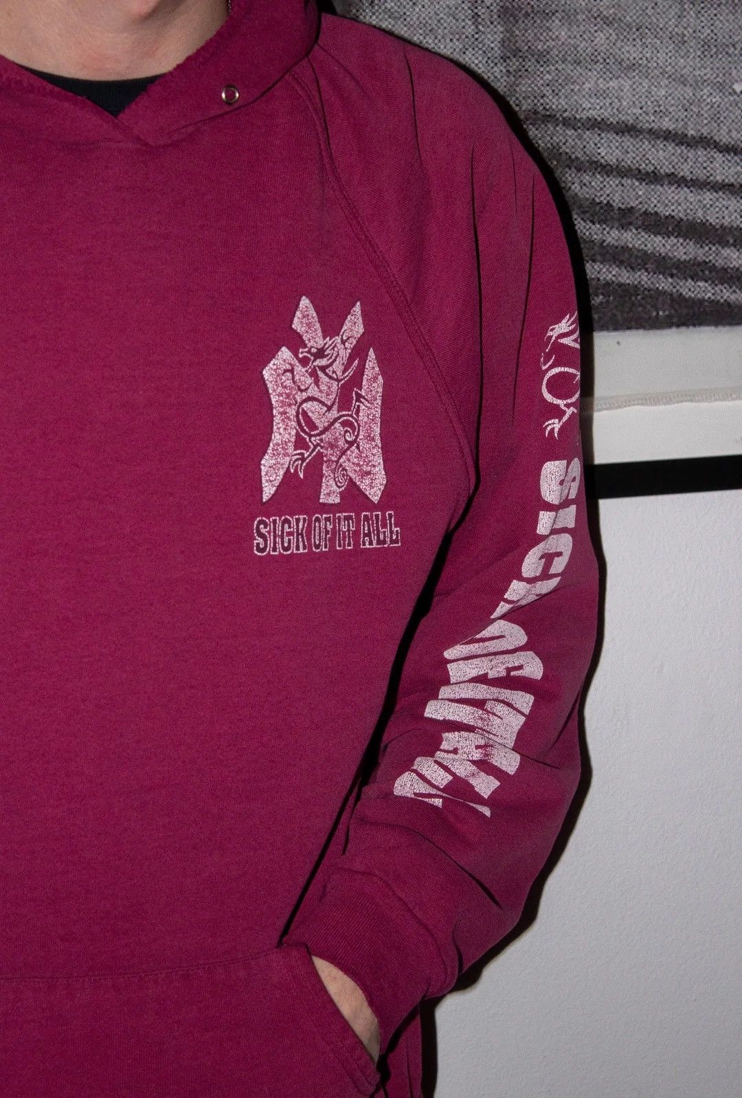 Vintage 🚭RARE🚭 SICK OF IT ALL NEW YORK HARDCORE RED DRAGON HOODIE Size US XL / EU 56 / 4 - 5 Thumbnail