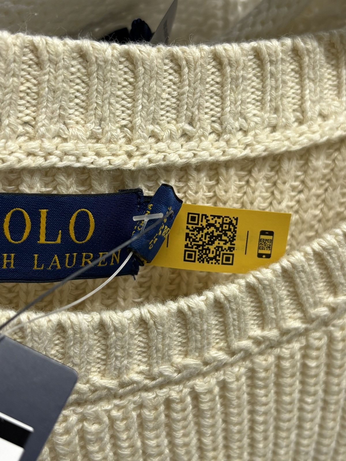Polo Ralph Lauren Cream Striped Cotton Linen Sweater Ralph Lauren Men’s XL Size US XL / EU 56 / 4 - 7 Thumbnail