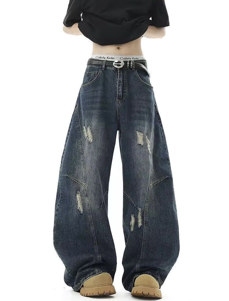 Jean × Vintage Distressed Baggy Streetwear Design Jeans Size US 31 - 5 Thumbnail