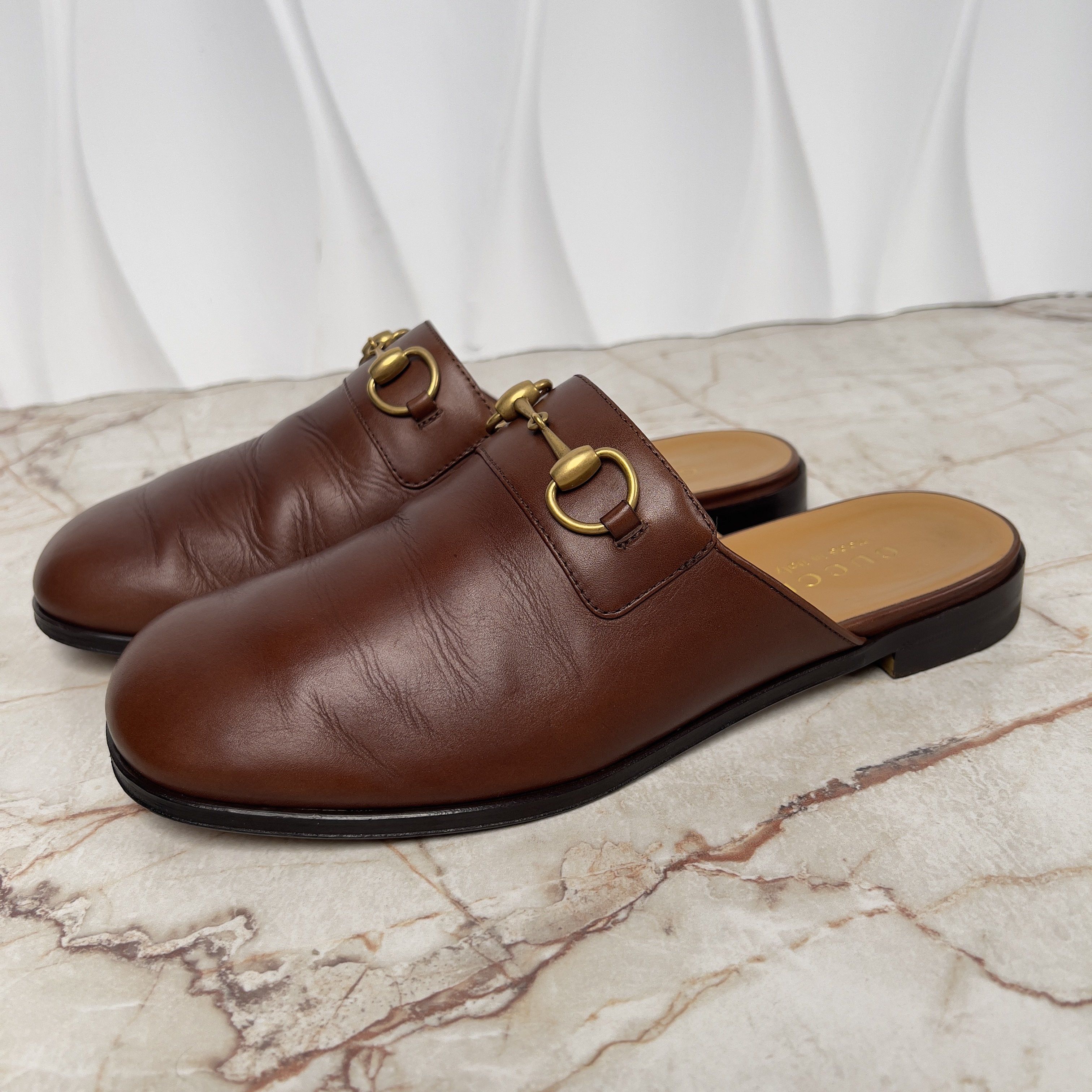 Gucci River Horsebit Sabot Clogs Mules Slippers Brown Leather Size US 8.5 / EU 41-42 - 2 Thumbnail