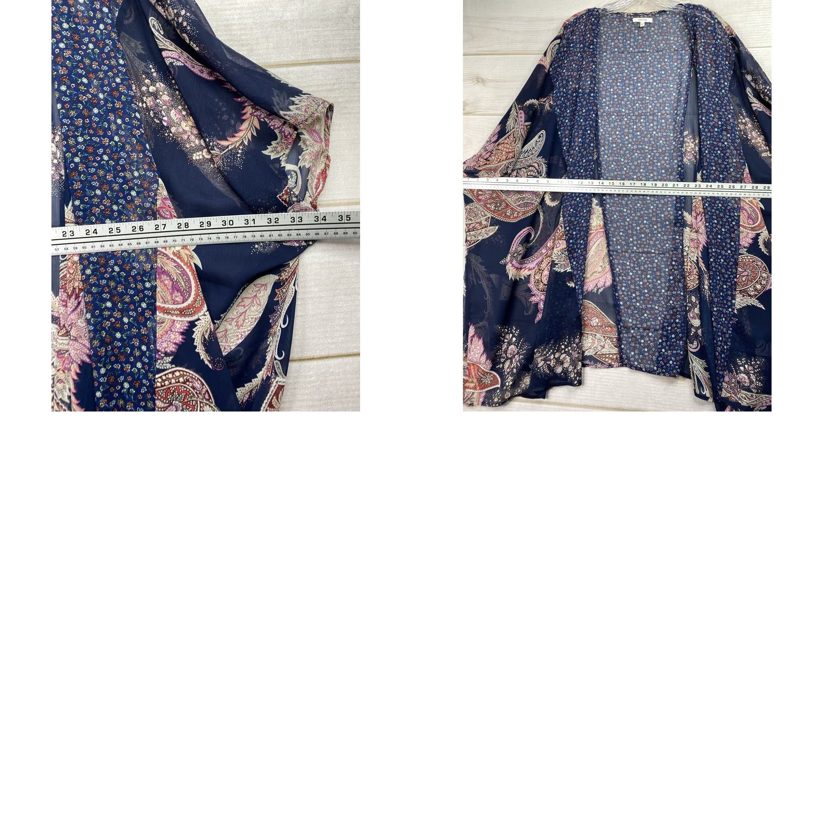 Vintage Maurices Open Front Cardigan 3X Plus Blue Floral Bohemian Sheer Bell Sleeve Chiffon Lightweight Sweater Shirt Womens Size XXL / US 16-18 / IT 52-54 - 8 Thumbnail