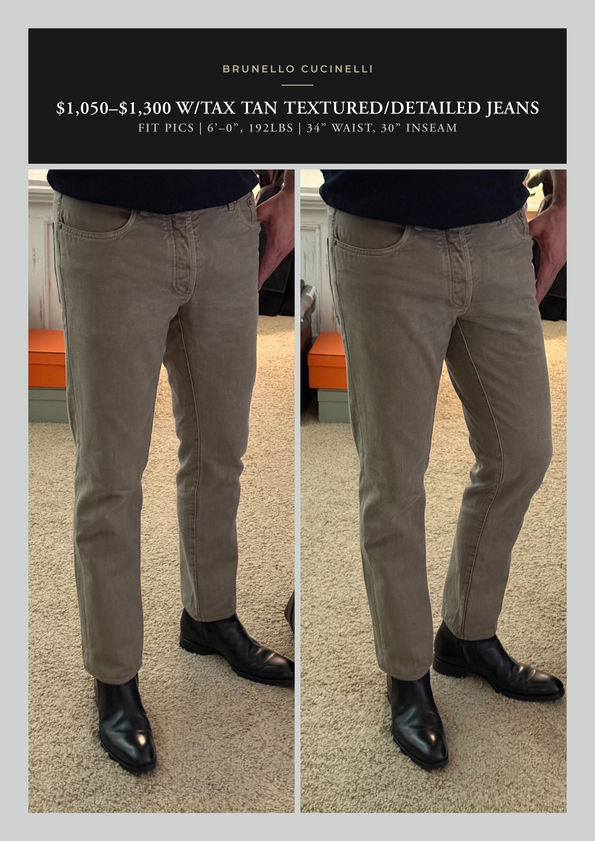 Brunello Cucinelli Best Dressed $1,050 BRUNELLO CUCINELLI Slim Fit Tan Jeans Size US 34 / EU 50 - 1 Thumbnail
