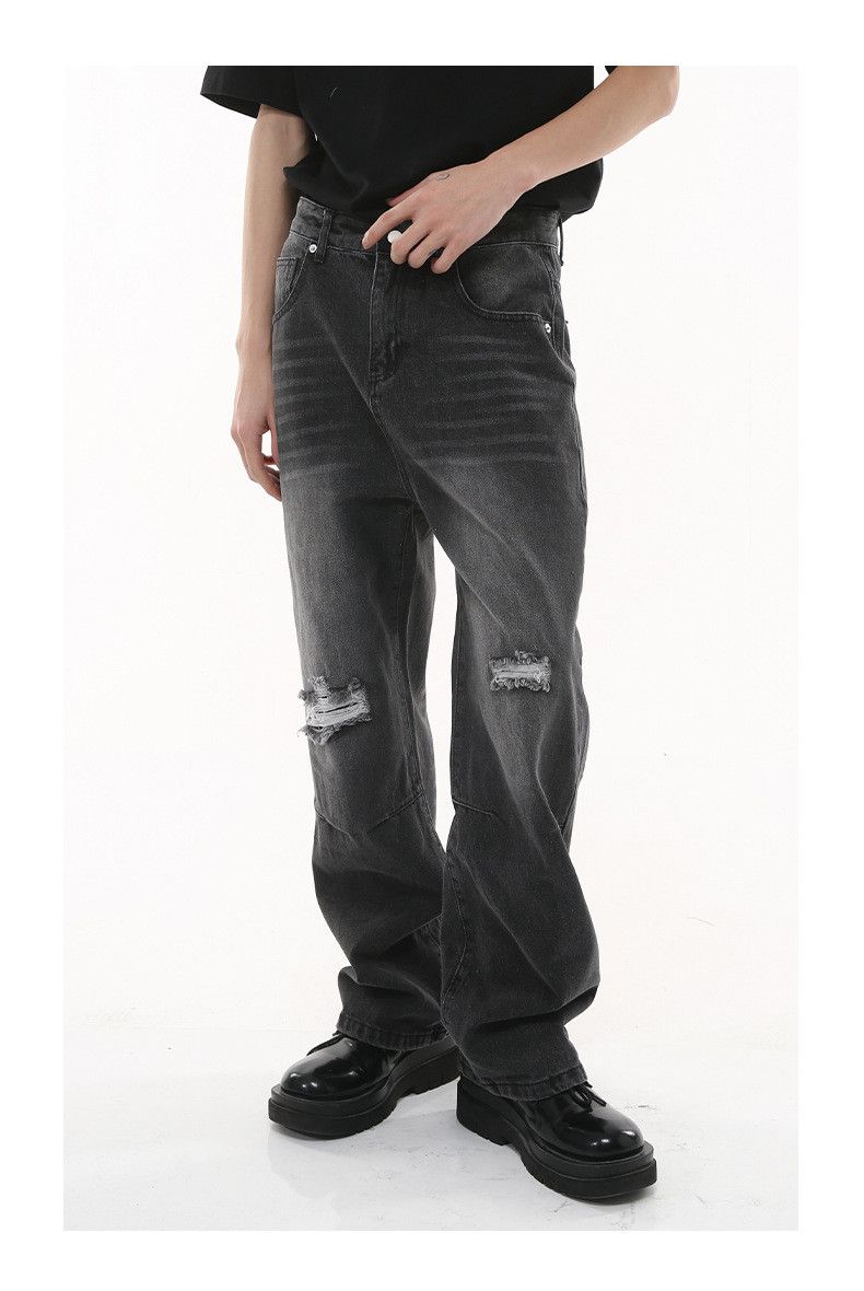 Japanese Brand × Jean Japanese retro straight loose ripped street distressed jeans Size US 32 / EU 48 - 1 Thumbnail