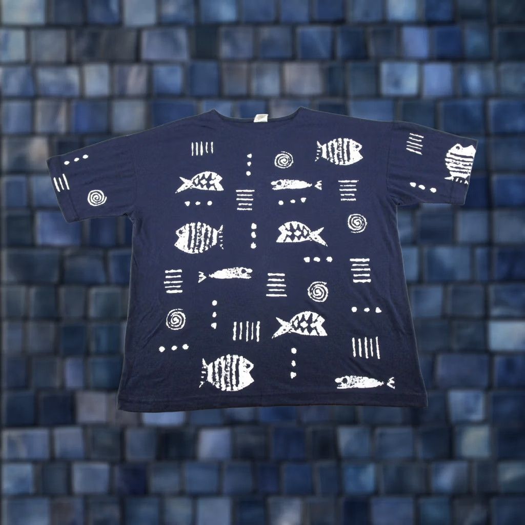 Vintage Cotton Fields T-Shirt Graphic Print Crew Neck Short Sleeve USA Theme Blue Size L Mens Regular Fit Size US L / EU 52-54 / 3 - 1 Thumbnail